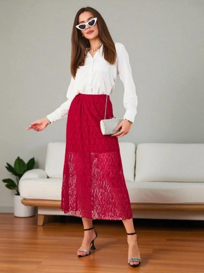 Женская юбка миди от Royalfashion с кружевом