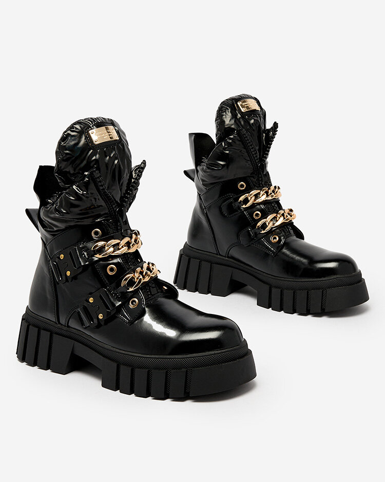 Royalfashion Женские черные ботинки с цепями Ebidef