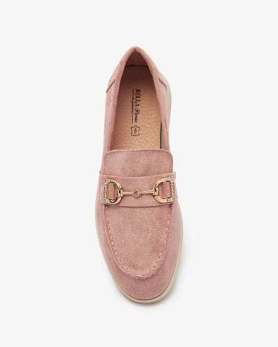 Темно-розовые женские мокасины с золотым украшением Neterri - Обувь