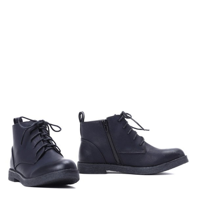 Czarne sznurowane botki - Obuwie