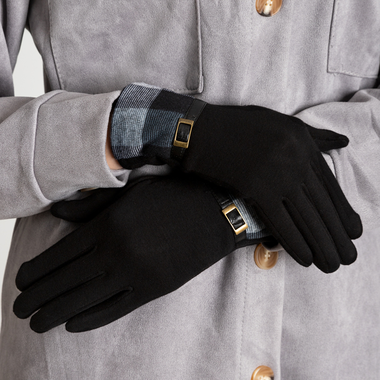 Juodos moteriškos pirštinės su languotu įdėklu - Priedai