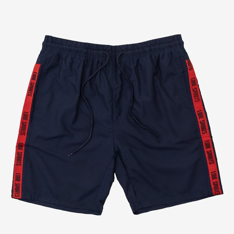 Vyriški tamsiai mėlyni sportiniai šortai su juostelėmis - Drabužiai