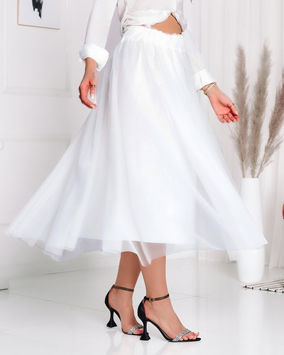 Moteriškas dvisluoksnis midi sijonas ecru spalvos - Drabužiai