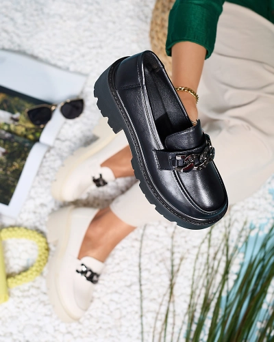 Royalfashion Juodi moteriški mokasinai Lopolla