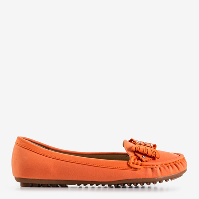 Оранжевые женские мокасины с бантиком Linari