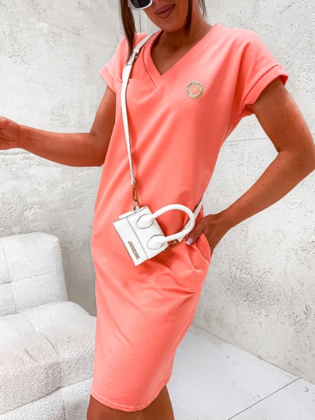 Royalfashion Хлопковое женское платье с нашивкой