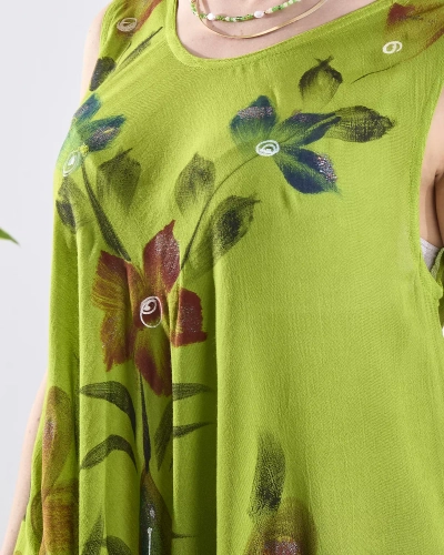 Зеленое женское пляжное платье-покрывало с цветочным узором - Одежда