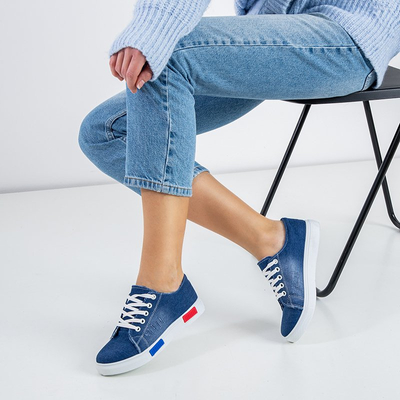 Motia tamsiai mėlyni džinsiniai moteriški sportbačiai - Avalynė