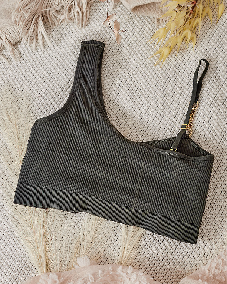 Royalfashion Женский ребристый бюстгальтер с декоративной бретелью