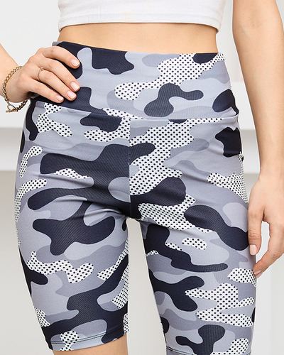 Женские велосипедные леггинсы светло-серого цвета с принтом - Одежда