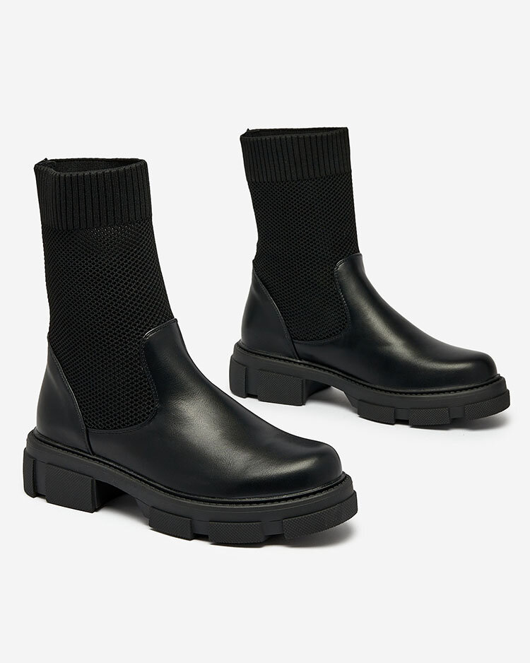 Royalfashion Черные женские сапоги с сеткой Xandra
