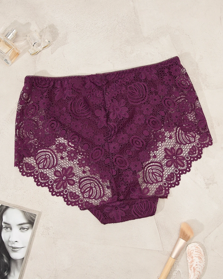 Royalfashion Женские кружевные трусики фиолетового цвета PLUS SIZE