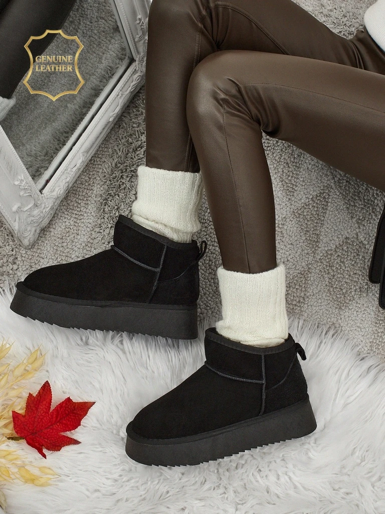 Trumpi a'la sniego batai moterims iš natūralios odos Elunara