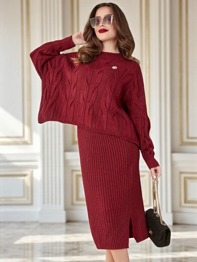Royalfashion Набор женский из акриловой косички с кофтой и юбкой Warm&Fuzzy