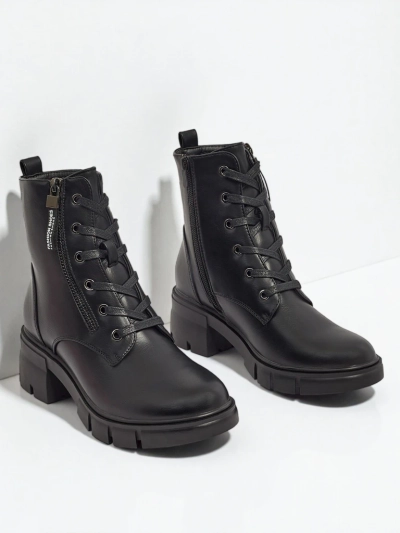 Eko skórzane sznurowane botki damskie Nomelira