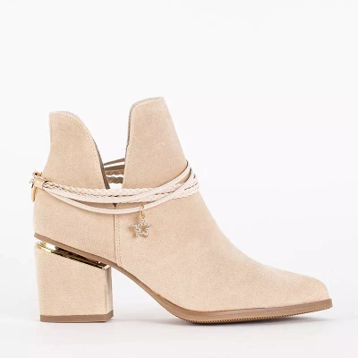 Бежевые женские ботильоны на каблуке Sheea