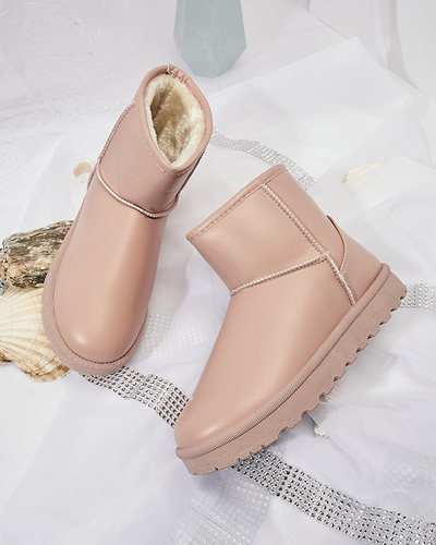 Женские утепленные снегоступы из экокожи розового цвета Defasca- Footwear