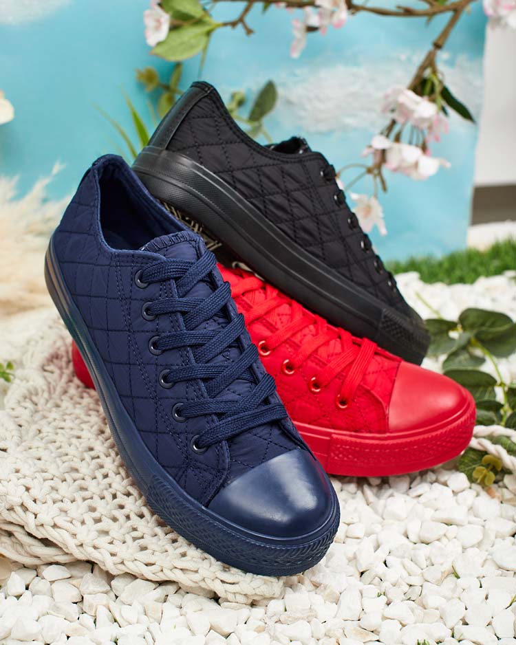 Moteriški laisvalaikio bateliai „Stella“ raudoni medžiaginiai sportiniai vasarai