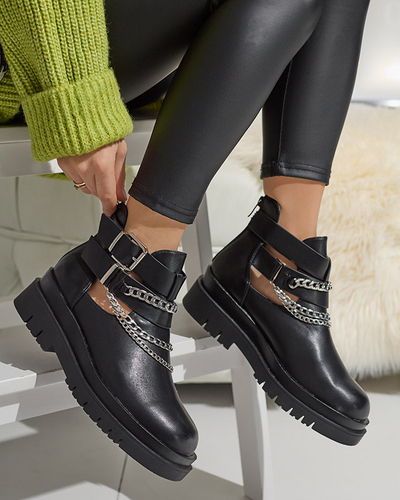 Женские сапоги с вырезами черного цвета Setica - Обувь
