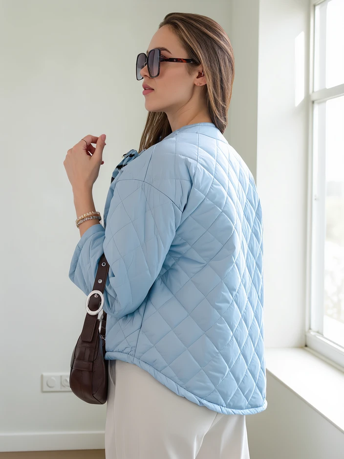 Royalfashion pavasario moterų pereinamasis švarkas su gėlių ir taškų pamušalu