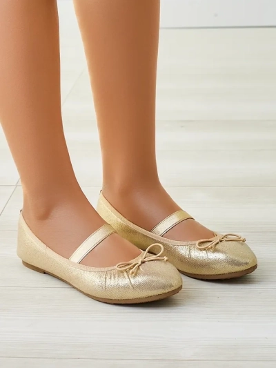 Royalfashion Blizgios moteriškos ballerinos su kaspinu ir elastiku Safte