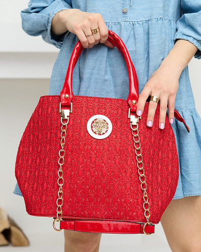 Blizganti raudona rankinė moterims - Priedai