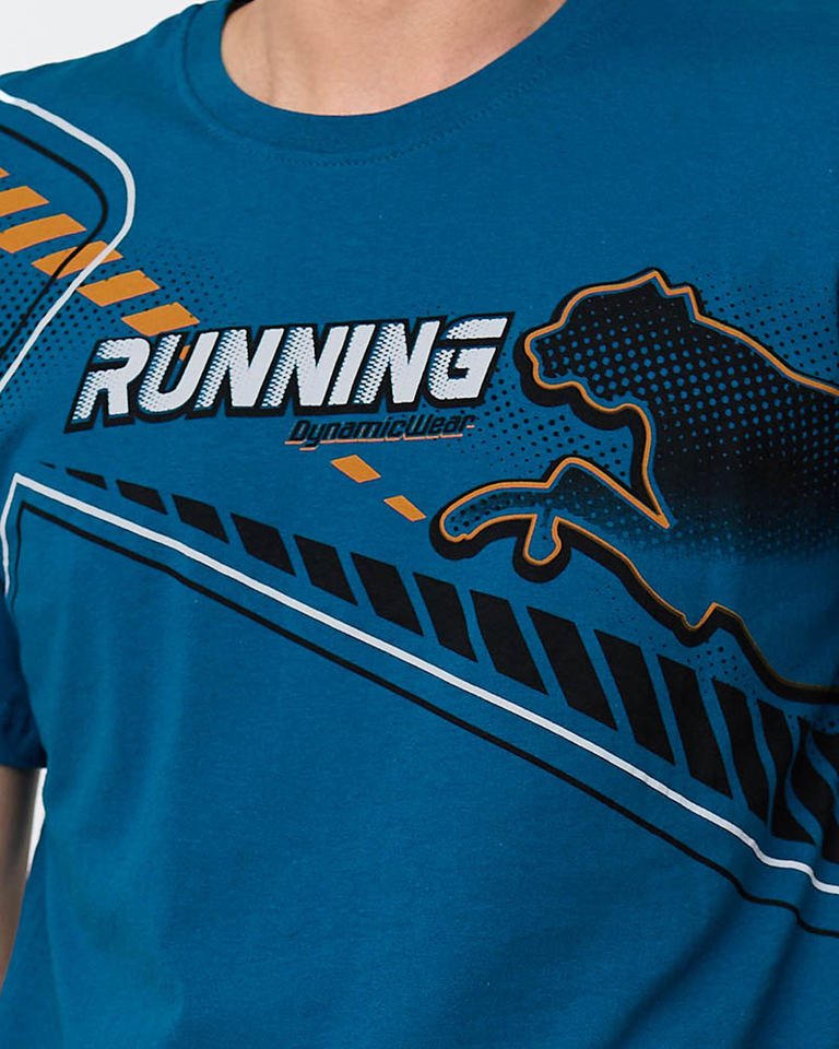 Мужская футболка с бирюзовым принтом - Одежда