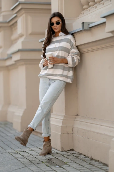 Royalfashion Тонкий женский свитер в полоску