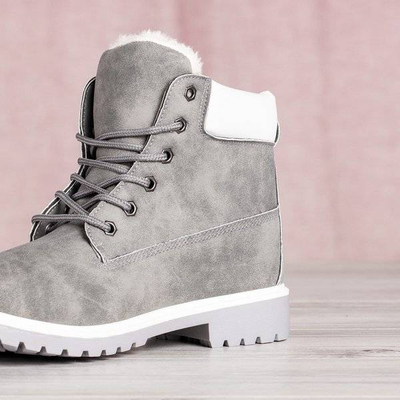 OUTLET Szare trapery z ociepleniem Polar Bear - Obuwie