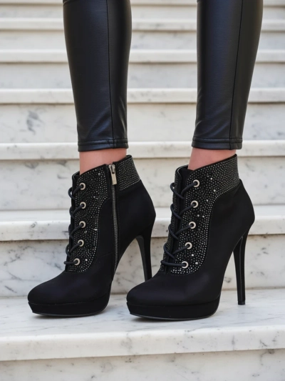 Royalfashion moteriški aukštakulniai auliniai batai su deimantais Efelolo