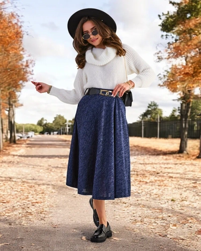 Royalfashion Moterų vidutinio ilgio sijonas