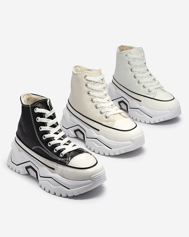 Kreminės spalvos moteriški sportiniai bateliai a'la su platforma Retiha - Avalynė