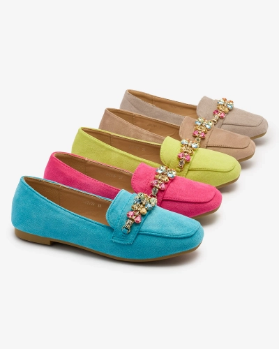 Royalfashion Синие женские мокасины с кристаллами Olkeri