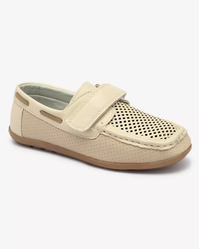 Детские ажурные мокасины бежевого цвета Nexxc- Footwear