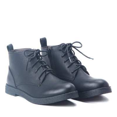 Czarne sznurowane botki - Obuwie