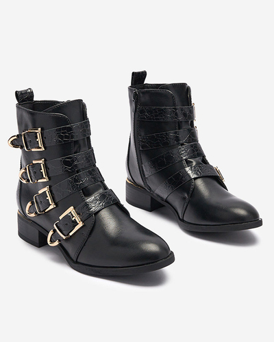Женские сапоги с золотыми застежками и черным тиснением Letta-Footwear