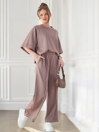 Комплект Royalfashion для женщин с короткими рукавами и широкими брюками