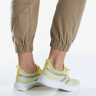 Żółte sportowe buty damskie z błyszczącym wykończeniem Epiphania - Obuwie