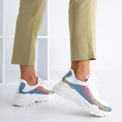 Белые женские кроссовки с разноцветной вставкой Isis