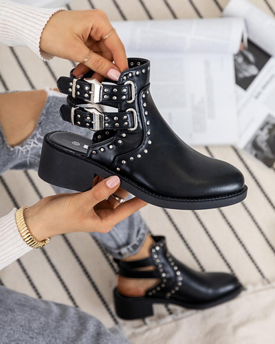 Royalfashion Черные женские сапоги с вырезами Dlagona