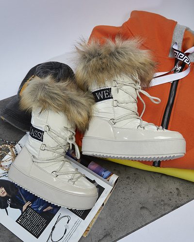 Бежевые детские ботинки-слипоны a'la snow boots with fur Asika - Обувь