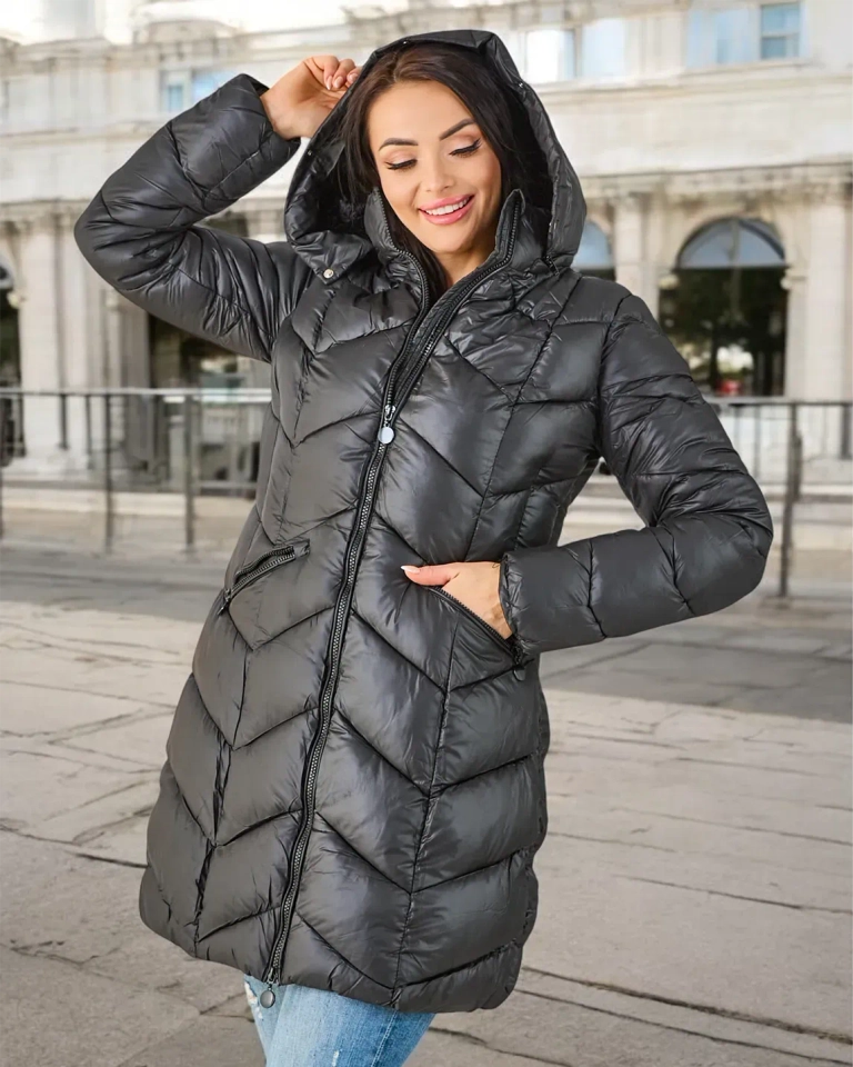 Royalfashion moterų žiemos siūtomis paltas