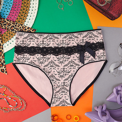 Moteriškos kelnaitės su raštu rožinės spalvos PLUS SIZE- Apatiniai