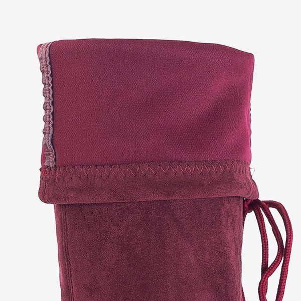 Женские ботфорты бордового цвета с фианитом Scarlett - Обувь