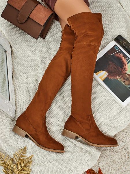 Moteriški ilgaauliai virš kelių eko zomšiniai Denvoria