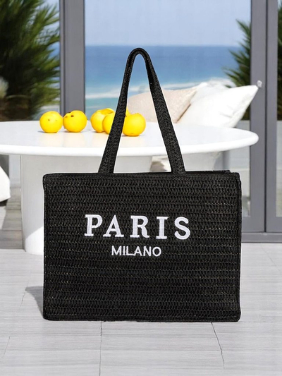 Royalfashion Didelė Šiaudinė Moteriška Rankinė Paris Milano Didelė