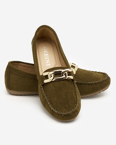 Экозамшевые мокасины цвета хаки Viatu