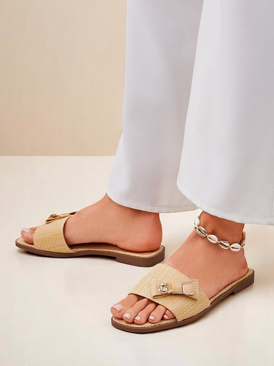 Royalfashion Moteriškos šiaudinės šlepetės Sandalai Aurelia