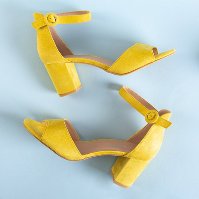 Желтые женские босоножки на высоком каблуке Elite - Shoes