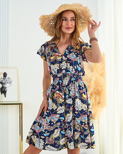 Royalfashion Moteriška gėlėta mini suknelė